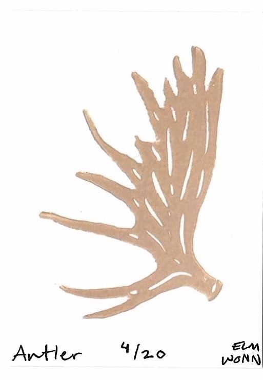 The same antler, a second hand-stamped copy in brown ink