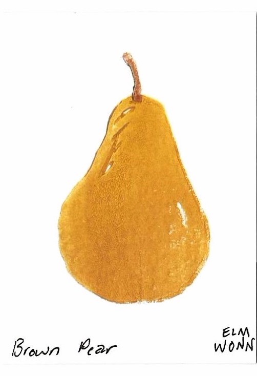 The same brown pear, a third hand-painted copy
