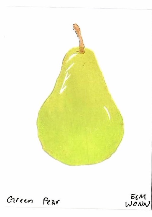 The same green pear, a third hand-painted copy